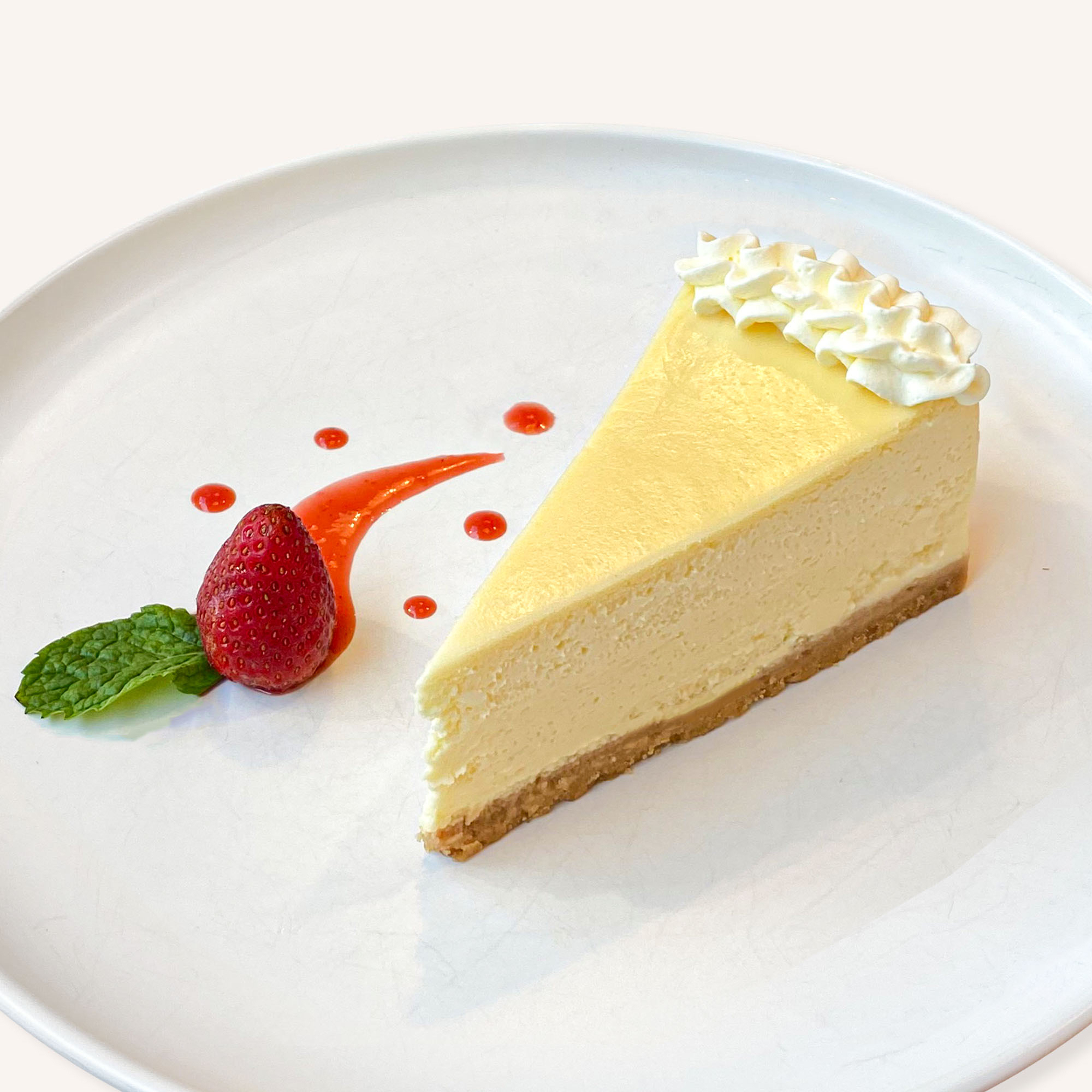 Original Cheesecake Ngon slice with fresh strawberry